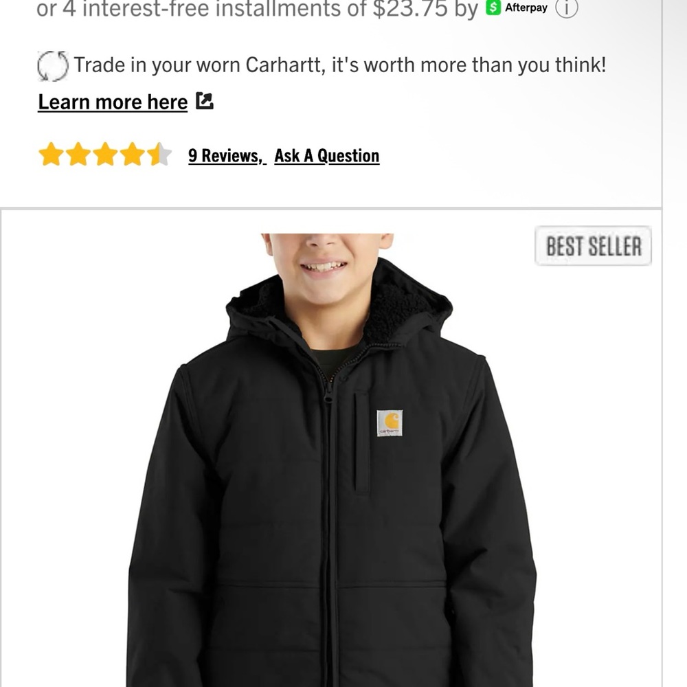 Carhartt black boys Montana insulated hooded Jacket